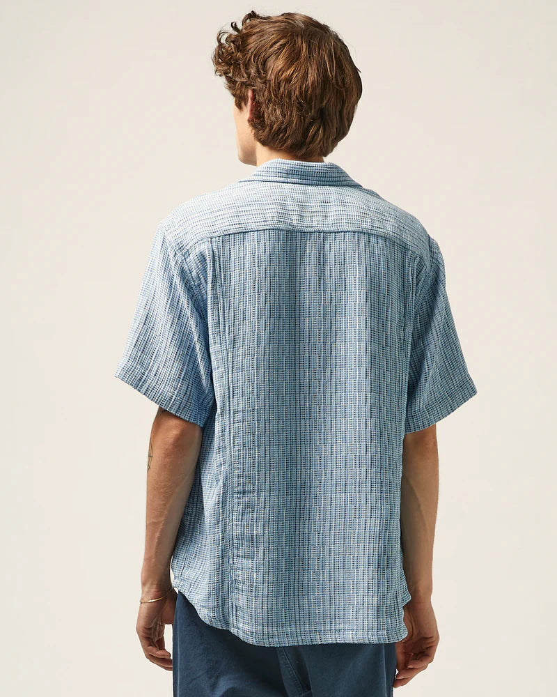 Corridor Rainbow Weave SS Camp Shirt - Blue