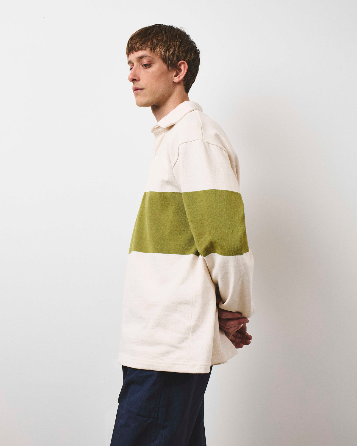Café Mountain Block Strip Sportsman Shirt - Off White