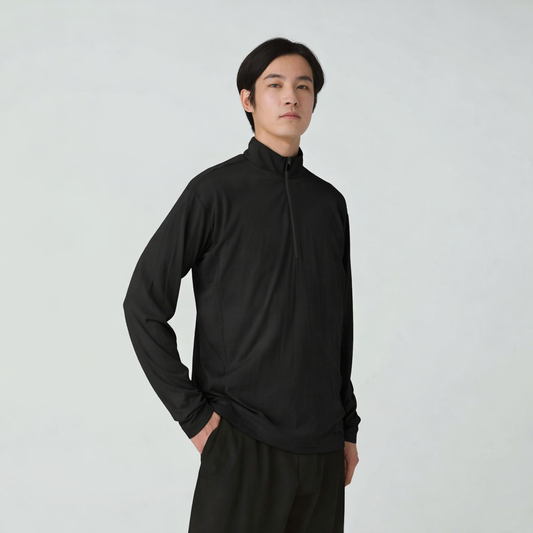 Snow Peak Merino Wool Half Zip Pullover - Black