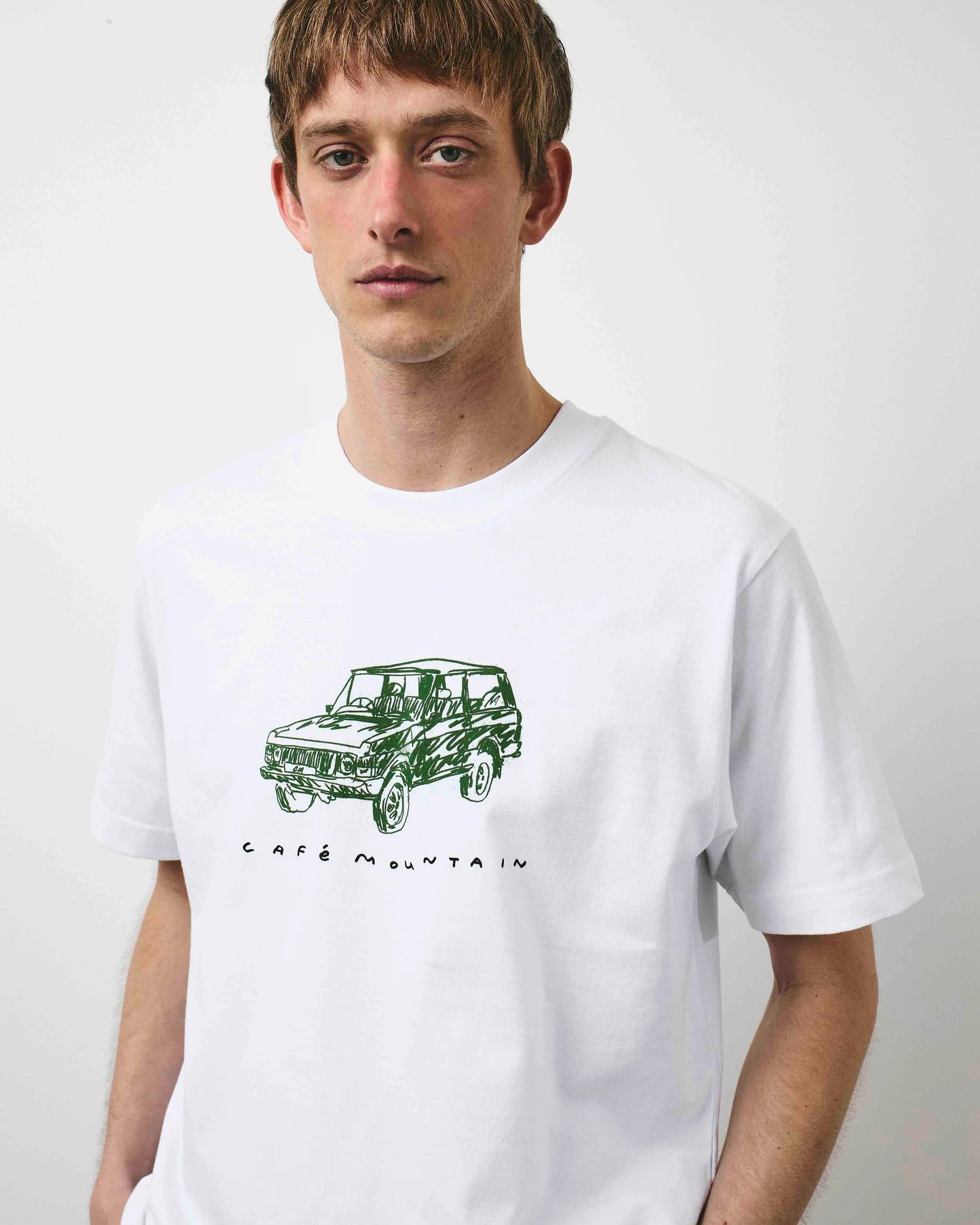 Café Mountain Scribble Rangey T-Shirt - White