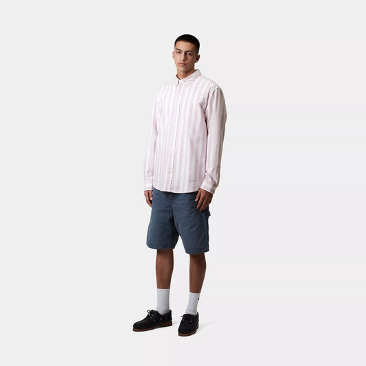 Carhartt WIP L/S Dillion Shirt - Pink Stripe white