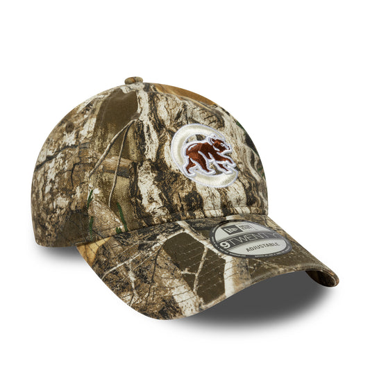 Camouflage baseball cap with a logo on a white background