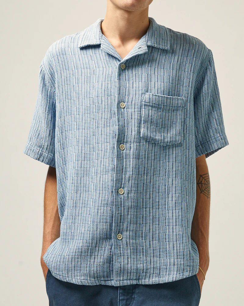 Corridor Rainbow Weave SS Camp Shirt - Blue