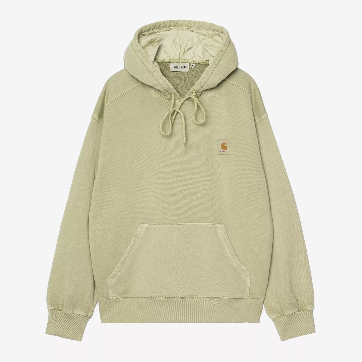 Light green hoodie with brand logo on a white background