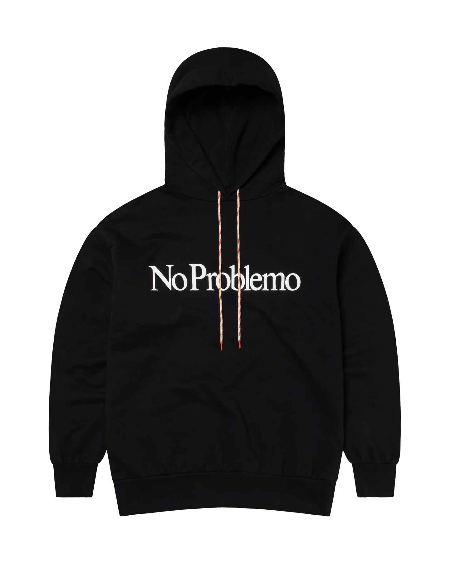 Black hoodie with 'No Problemo' text on a white background