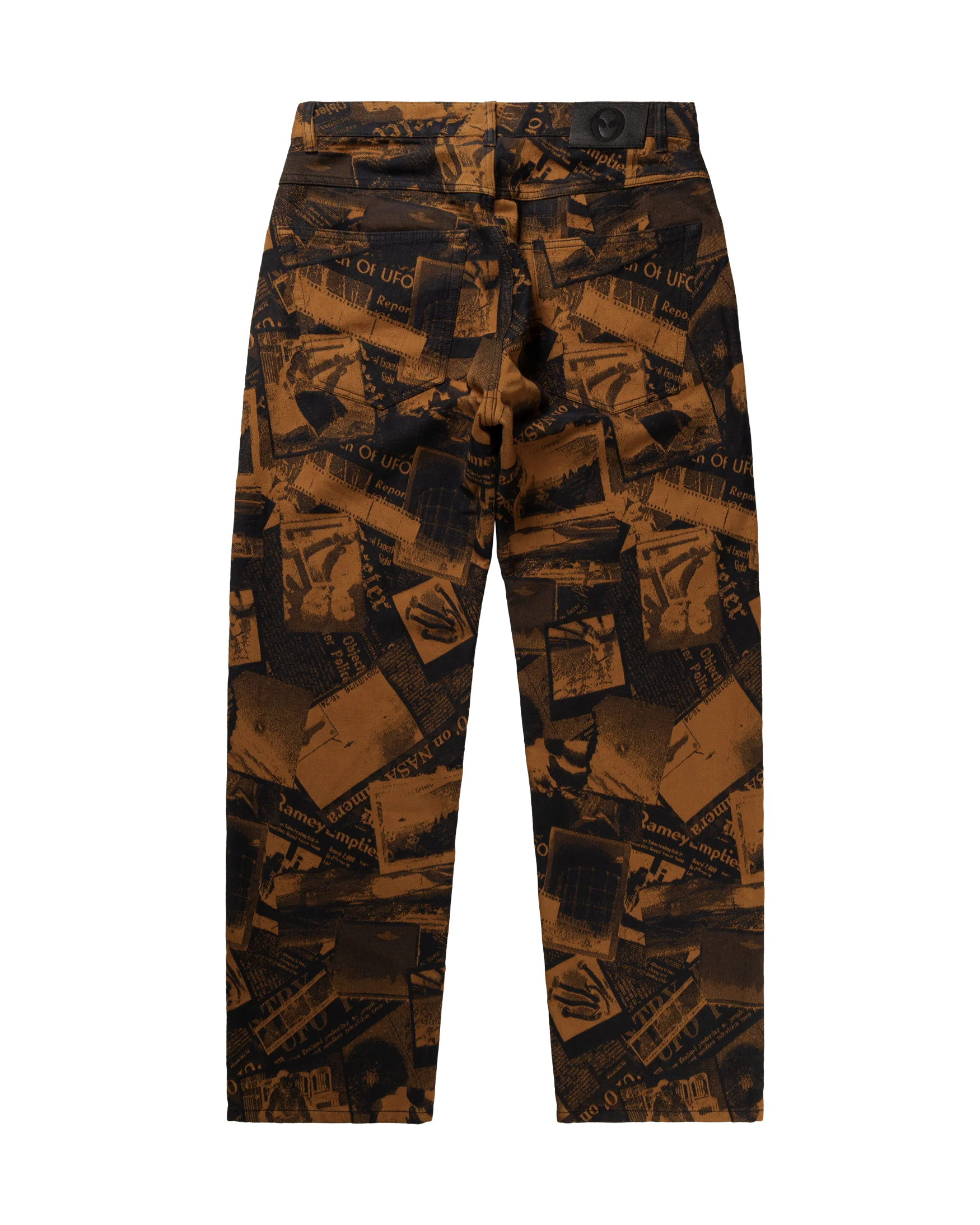 Trousers with a pattern of books on a white background