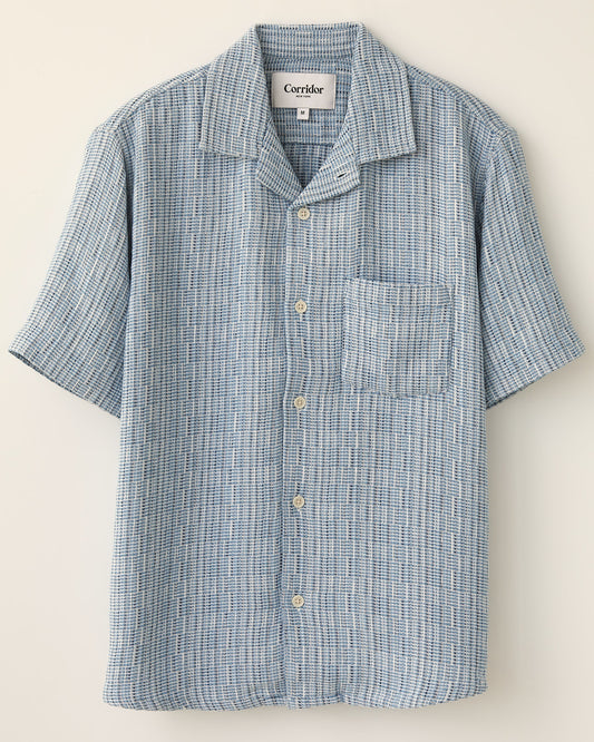 Corridor Rainbow Weave SS Camp Shirt - Blue