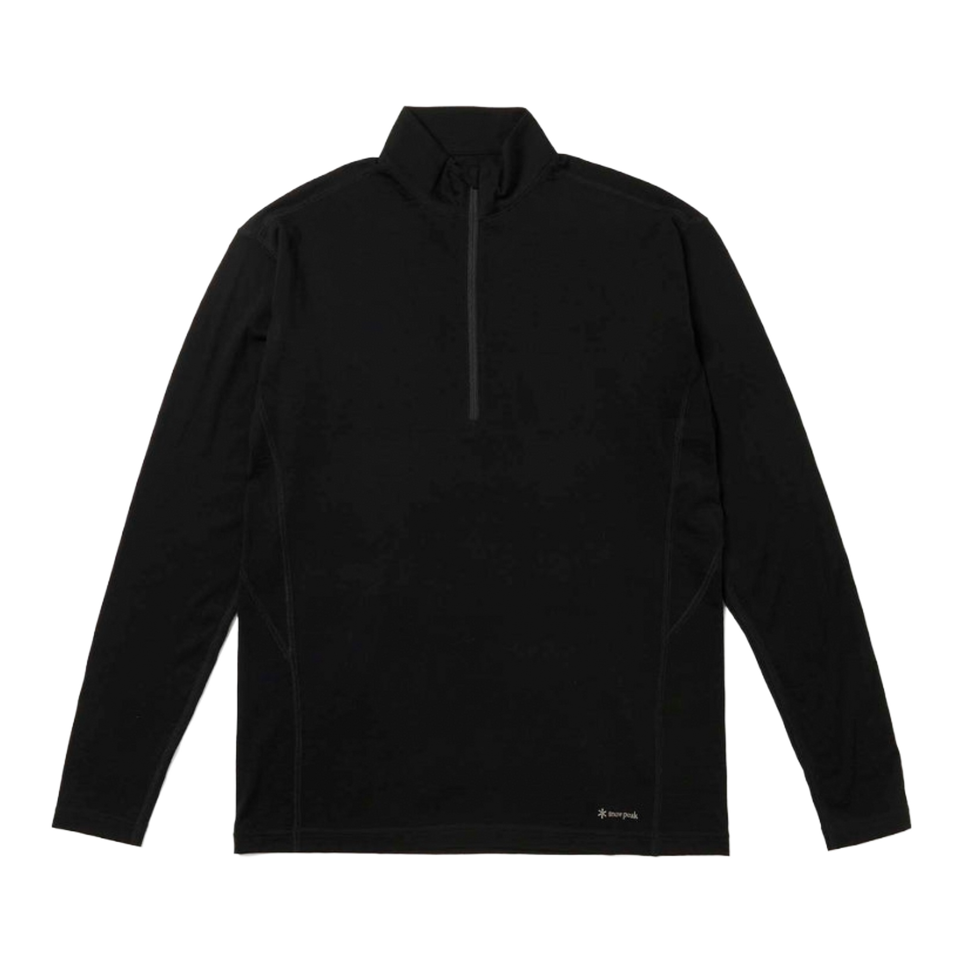 Black long-sleeve shirt with a quarter-zip on a white background