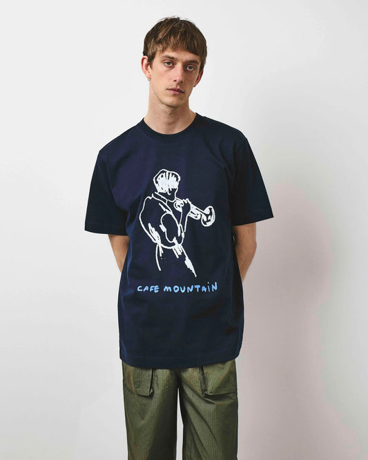 Café Mountain Jazz T-Shirt - Deep Navy