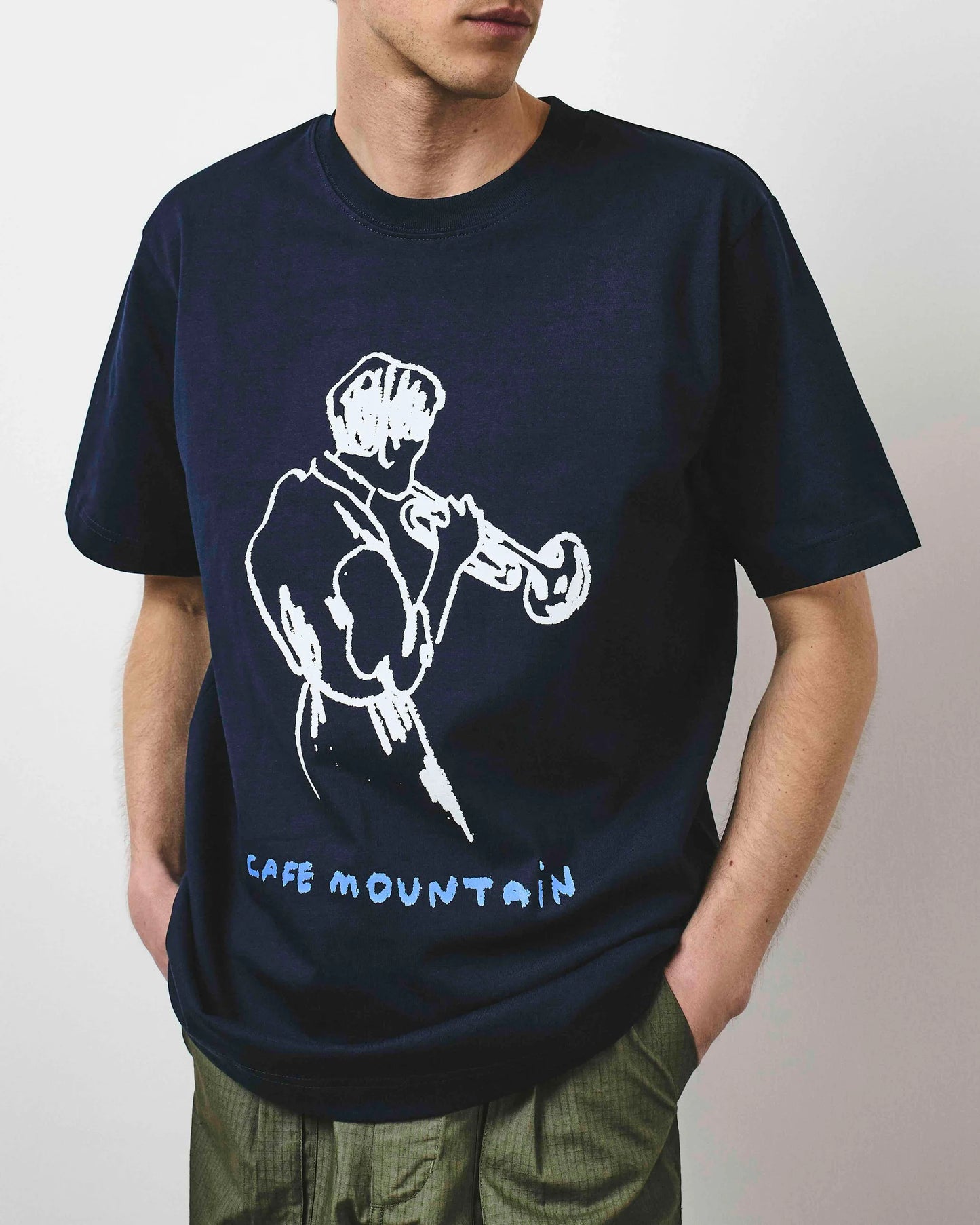 Café Mountain Jazz T-Shirt - Deep Navy