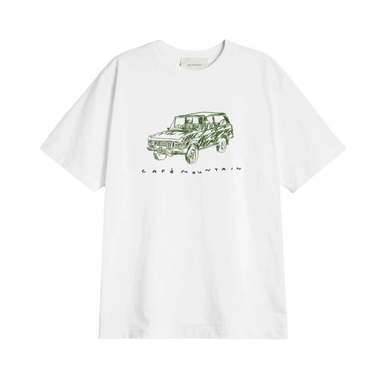 Café Mountain Scribble Rangey T-Shirt - White