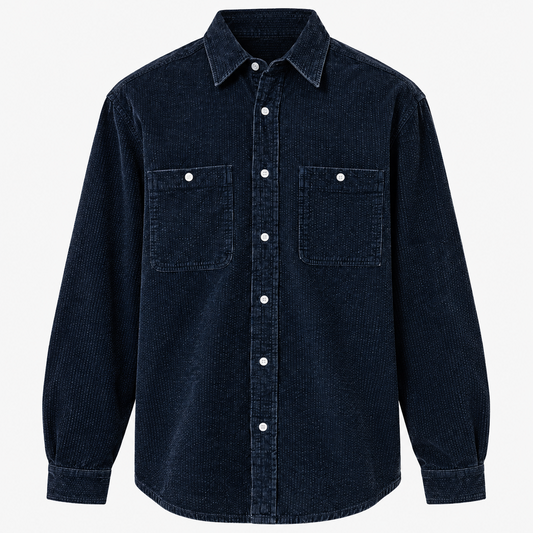 Café Mountain Seersucker Cord Workers Shirt - Vintage Navy