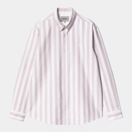 Carhartt WIP L/S Dillion Shirt - Pink Stripe white