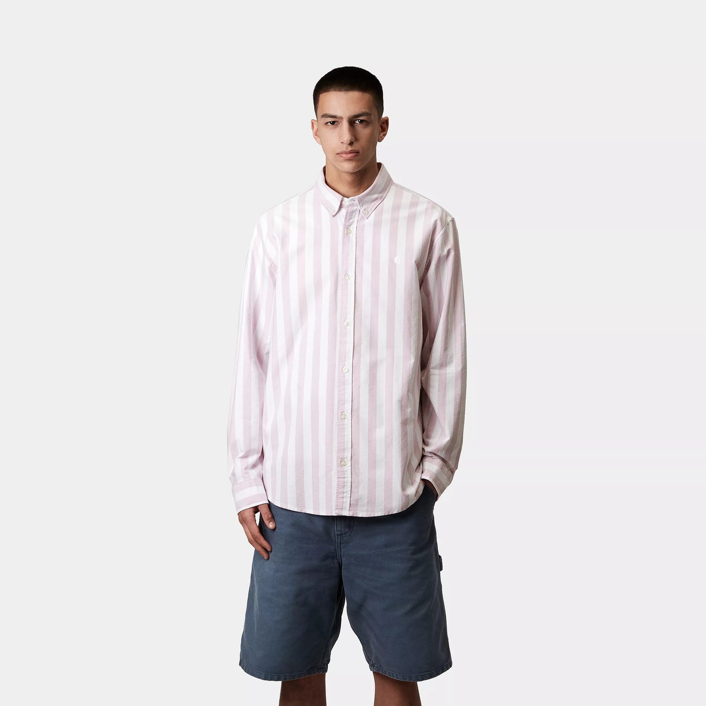 Carhartt WIP L/S Dillion Shirt - Pink Stripe white