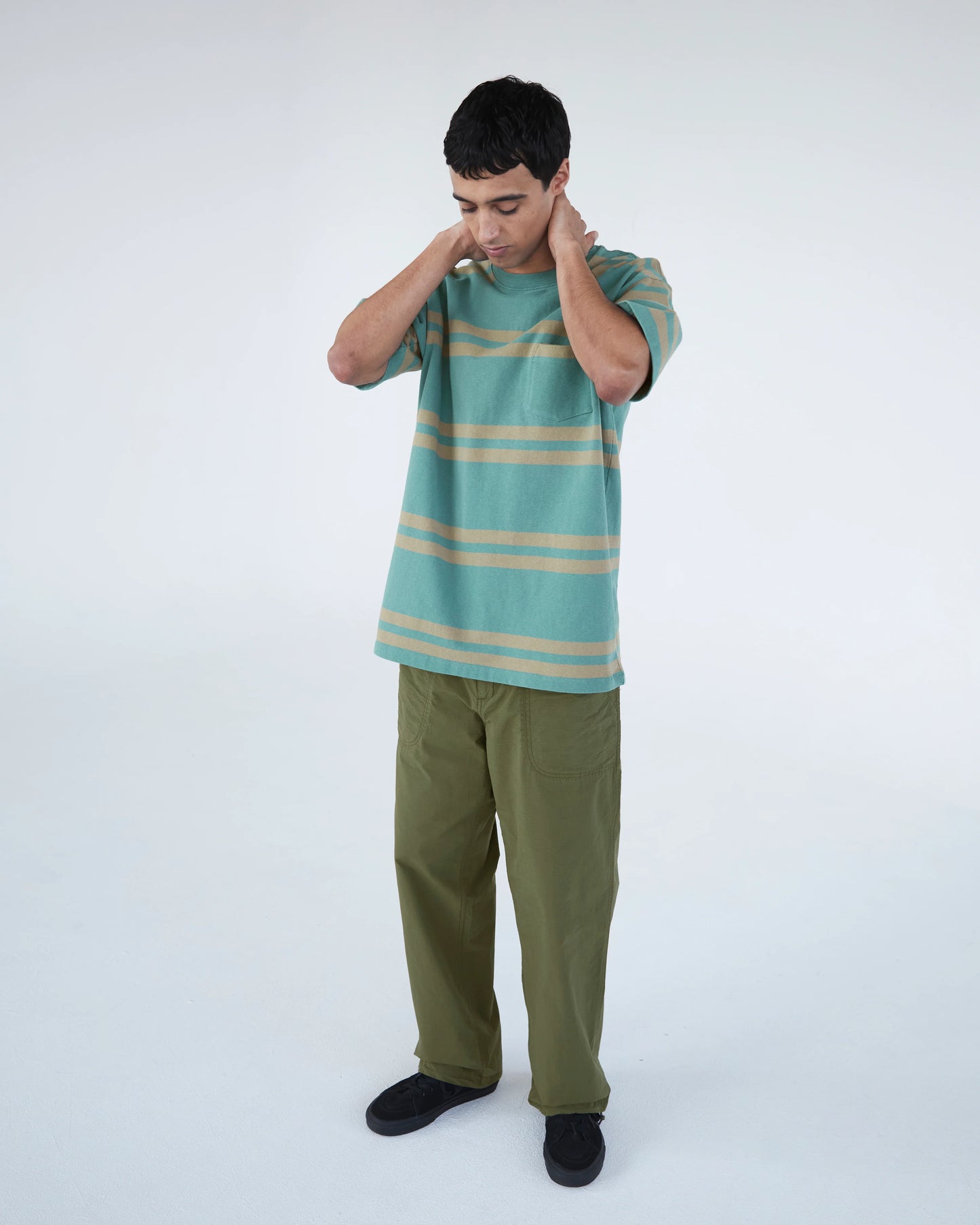 Khakis Bold Stripe S/S T-Shirt - Dusty Green