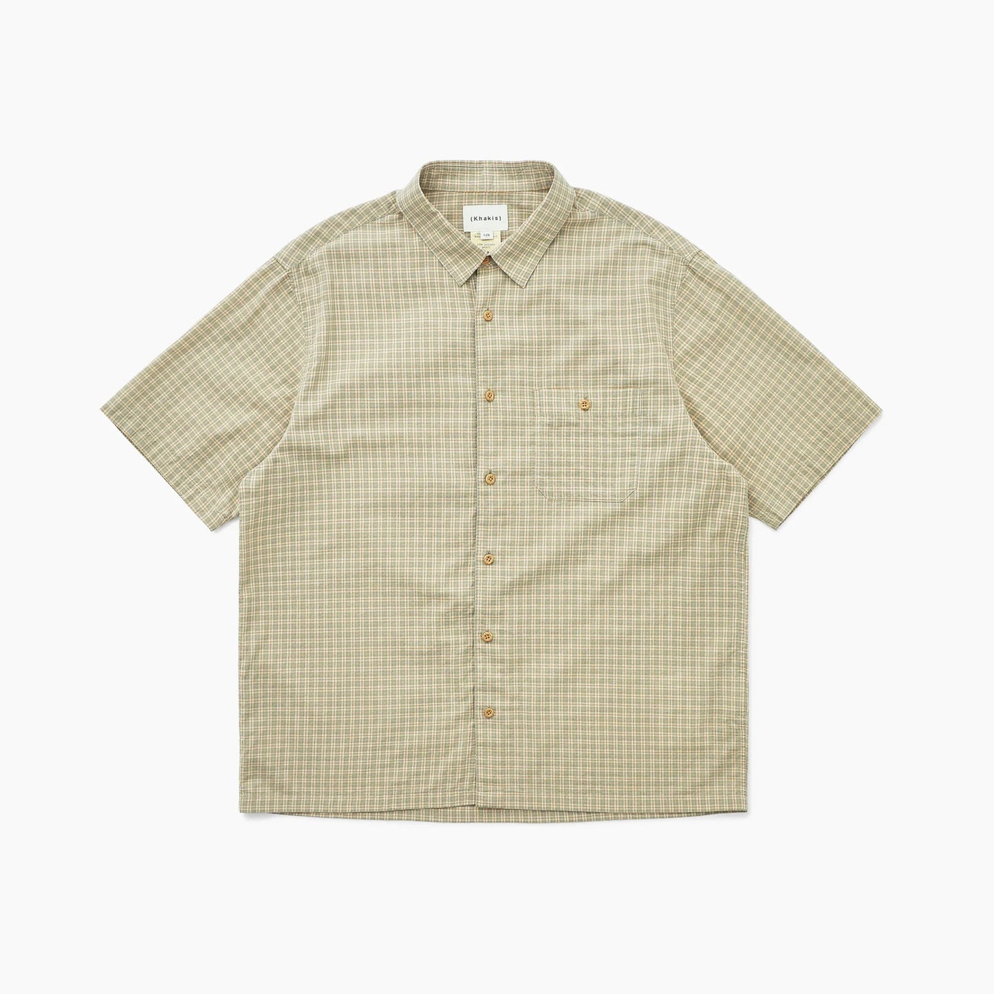 【S】Khakis Border Check S/S Shirt M Khakis Border Check S/S Shirt - Green – ALMOST ANYTHING